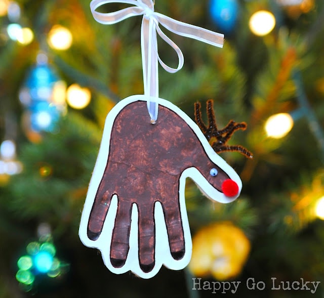 Reindeer Handprint Ornament by Happy Go Lucky