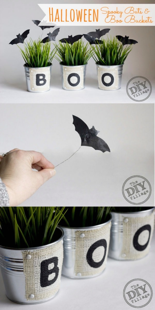 Halloween Spooky Bats and Boo Buckets by The DIY Village