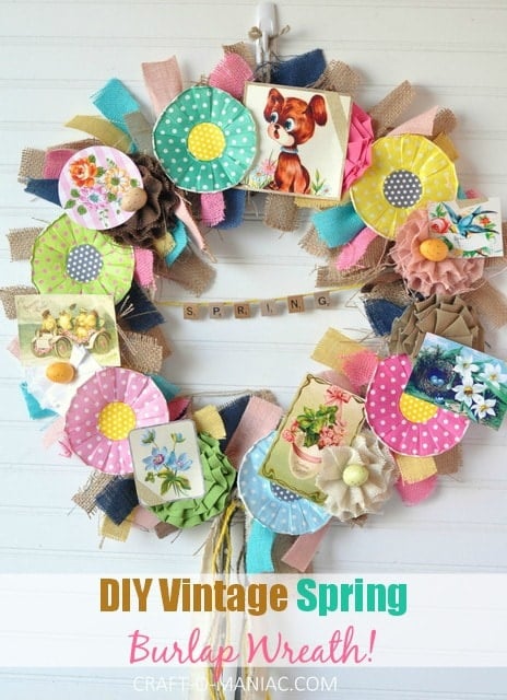 DIY Vintage Spring Burlap Wreath by Craft-o-Maniac