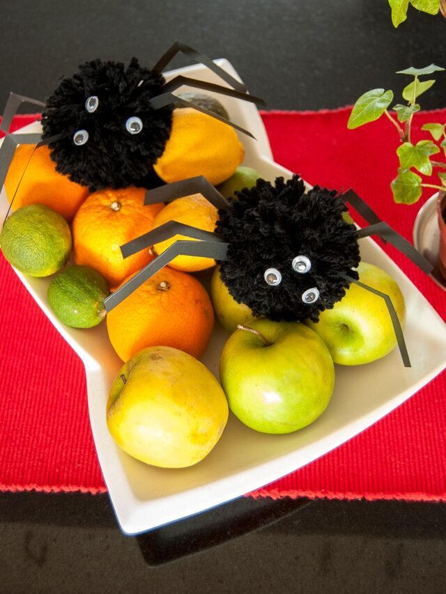 STR DIY pom-pom Spider Craft for Halloween