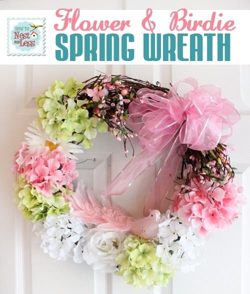 Flower & Birdie Spring Wreath by How to Nest for Less.