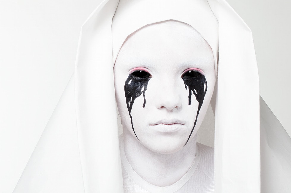 Simple Halloween Look, Weeping Nun Makeup via Beautylish