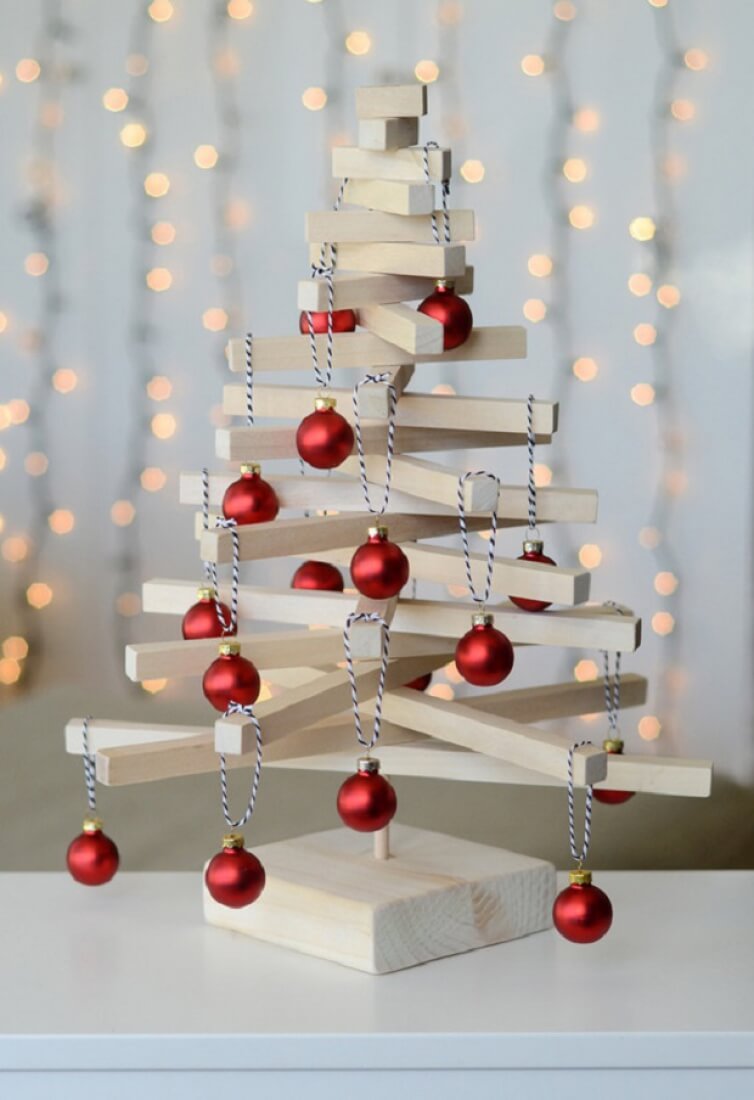 Modern Wooden Tabletop Christmas Tree by curbly