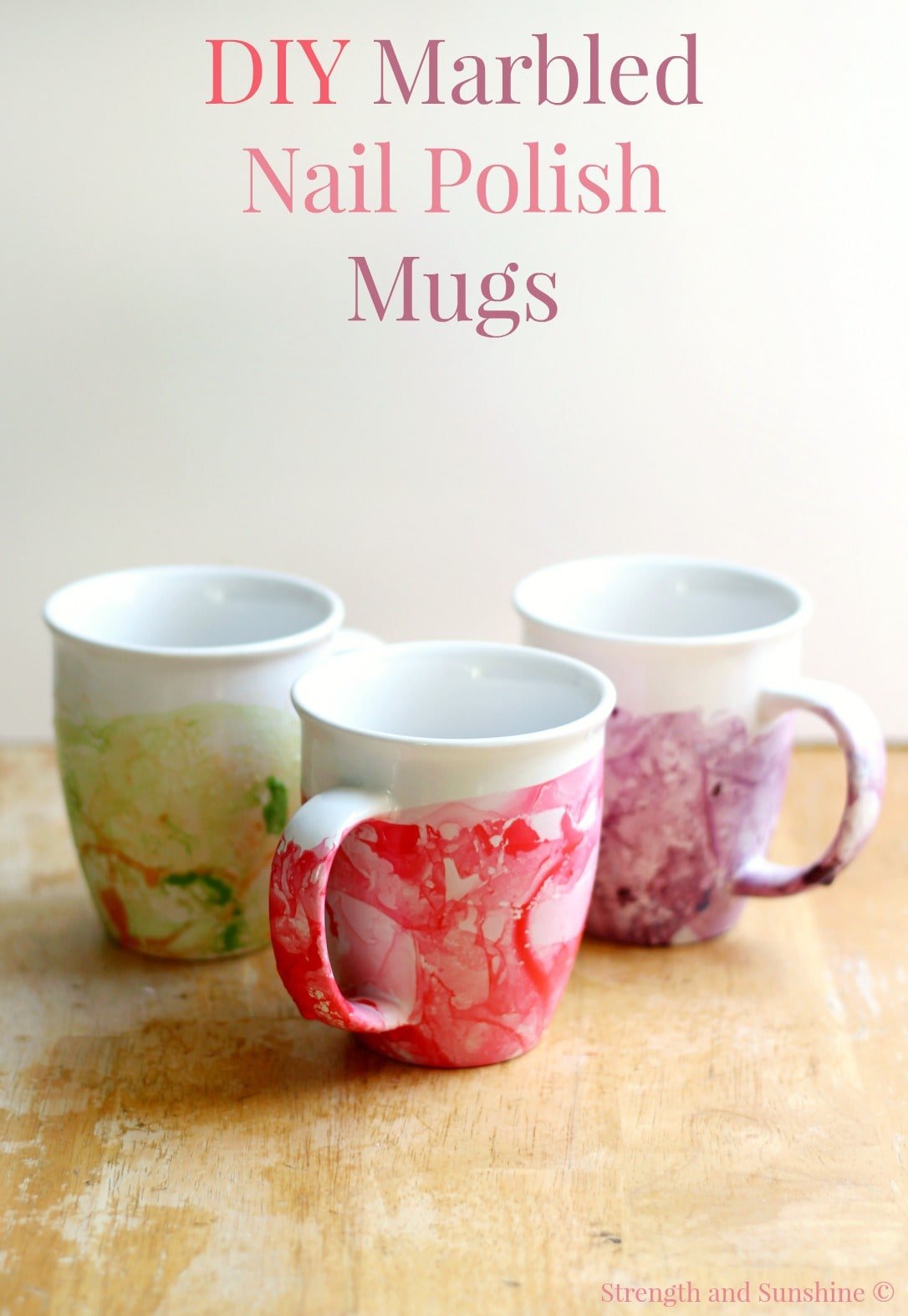 DIY Christmas Gift Marbled Nail Polish Mugs