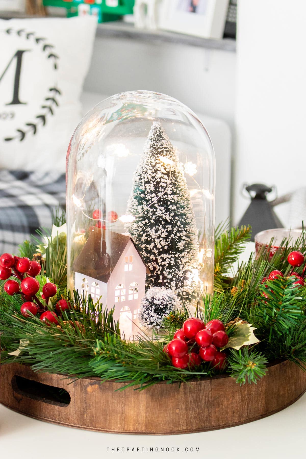 How to Make Mini Wooden Houses for a Farmhouse Christmas Cloche