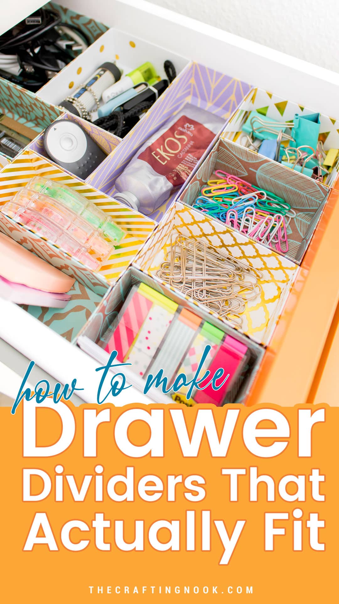 Efficient drawer dividers to organize any drawer easily and affordably. Perfect for DIY storage solution.