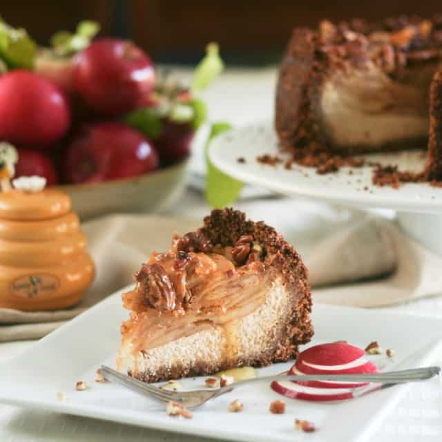 Healthy Apple, Pecan, and Honey Caramel Cheesecake from The Healthy Foodie