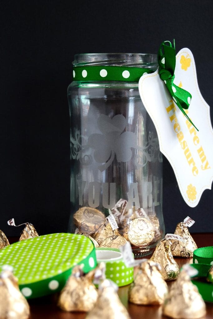St. Patrick's Day Etched Glass Jar Gift cover image