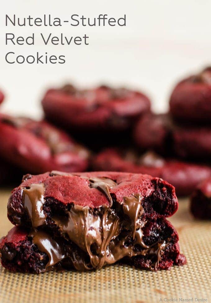 Red velvet Nutella stuffed cookies by A Cookie Named Desire