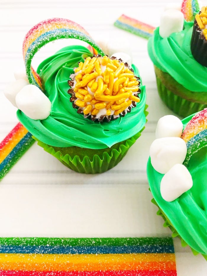 St. Patrick’s Day Cupcakes with a Pot of Gold by Angie Holden at Country Chic Cottage