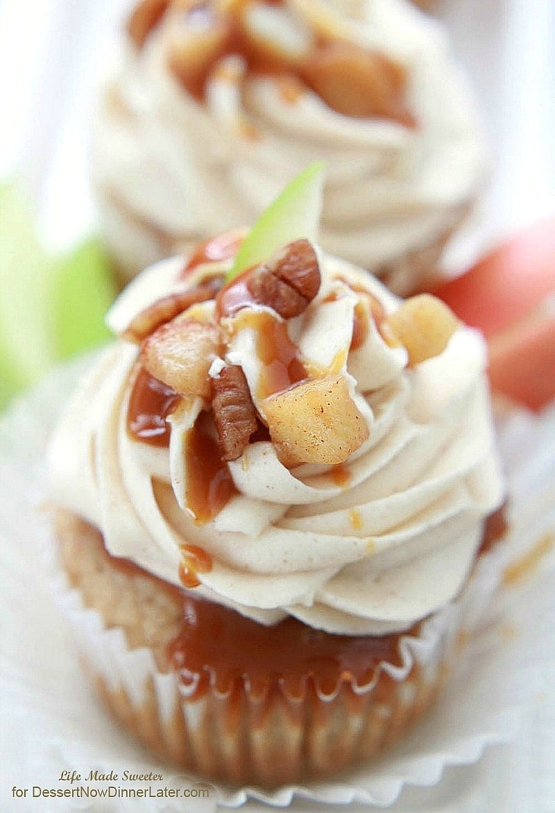 Apple Pie Cupcakes with Salted Caramel Buttercream by Dessert Now Dinner Later