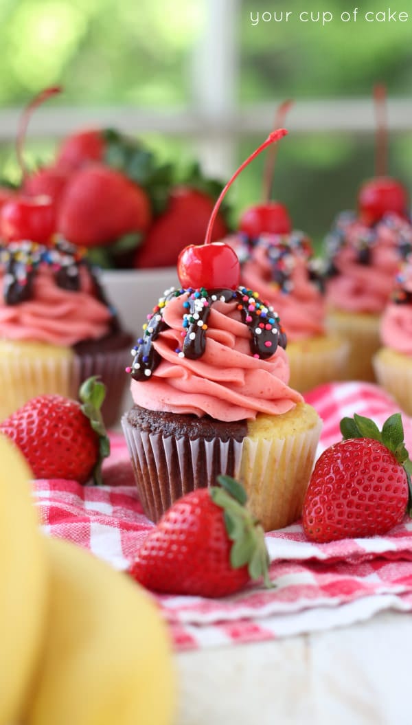 Banana Split Cupcakes by Your Cup of Cake