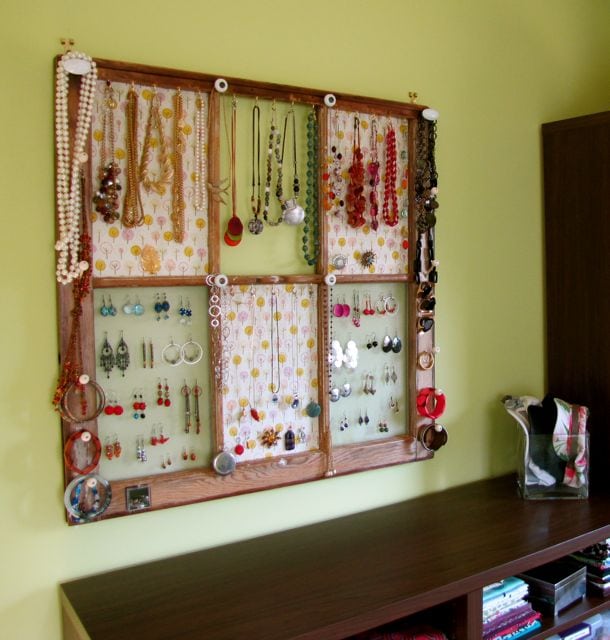 window frame turned jewelry display By The Borrowed Above