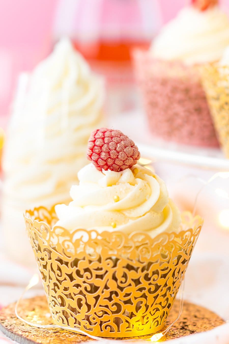 White Chocolate Raspberry Champagne Cupcakes by Sugar & Soul