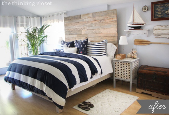 Nautical master bedroom makeover & how we found our shared style by The Thinking Closet