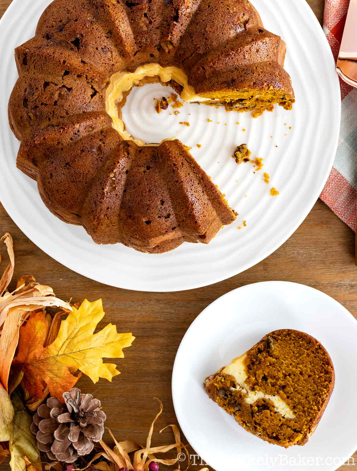 Pumpkin Bundt Cake With Cream Cheese Filling by The Unlikely Baker