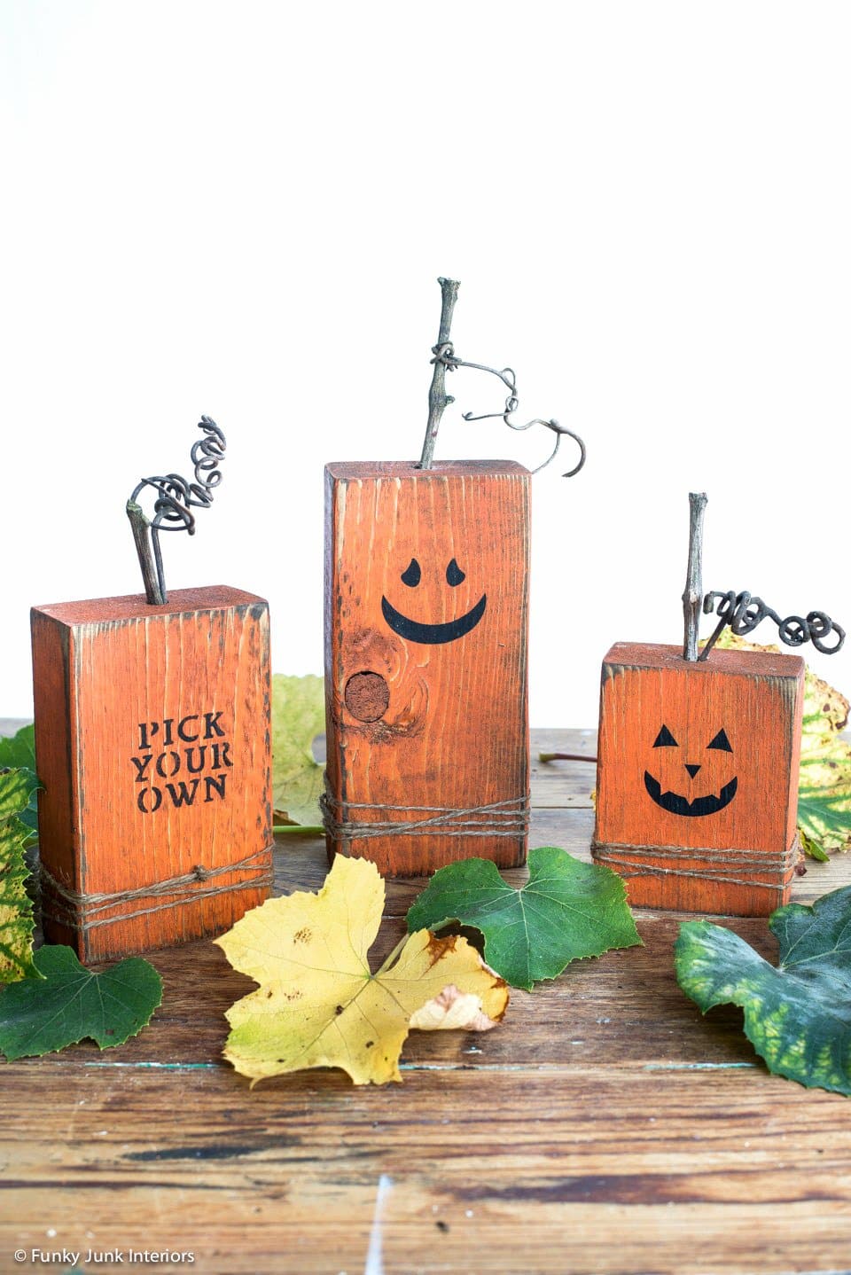 How to make DIY wooden pumpkins by Funky Junk