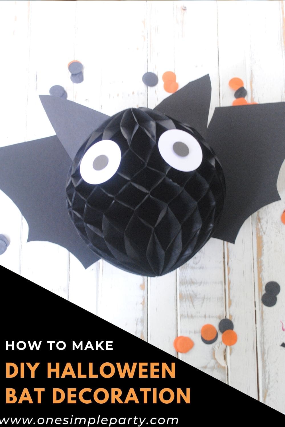 Easy DIY Halloween Bat Decoration by One Simple Party