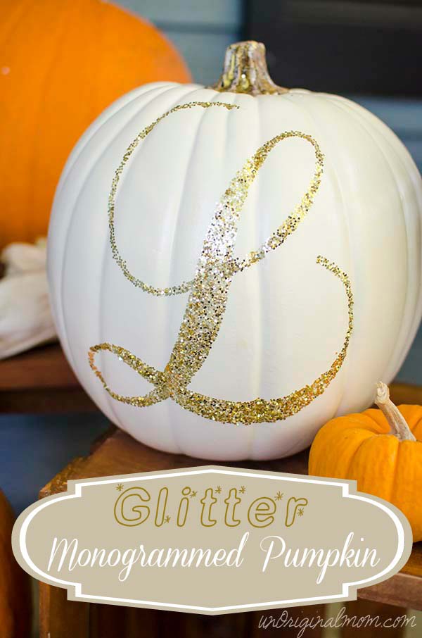 Glitter Monogrammed Pumpkin by UnOriginal Mom