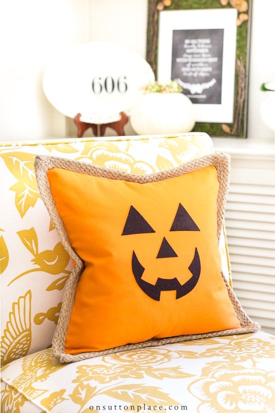 Jack O’ Lantern Pumpkin Pillow Cover by On Sutton Place