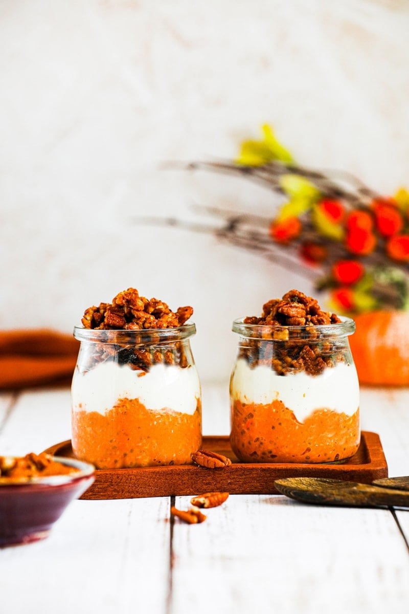 Pumpkin Pie Overnight Oats With Caramelized Pecans by Oh La La It's Vegan