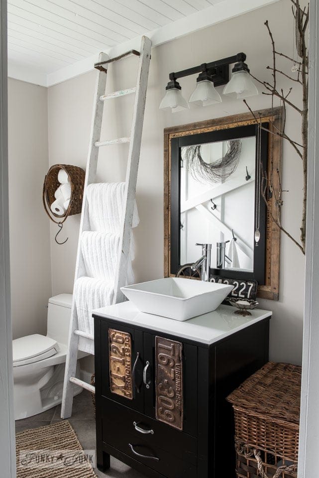 How to plank a bathroom ceiling by Funky Junk