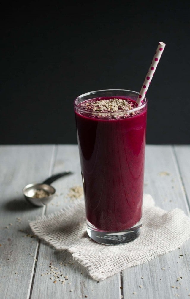 Beet Smoothie with Strawberries and Kale By Feasting Not Fasting