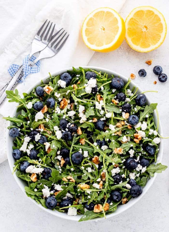 Blueberry Walnut Salad with Honey Lemon Vinaigrette By Haute and Healthy Living