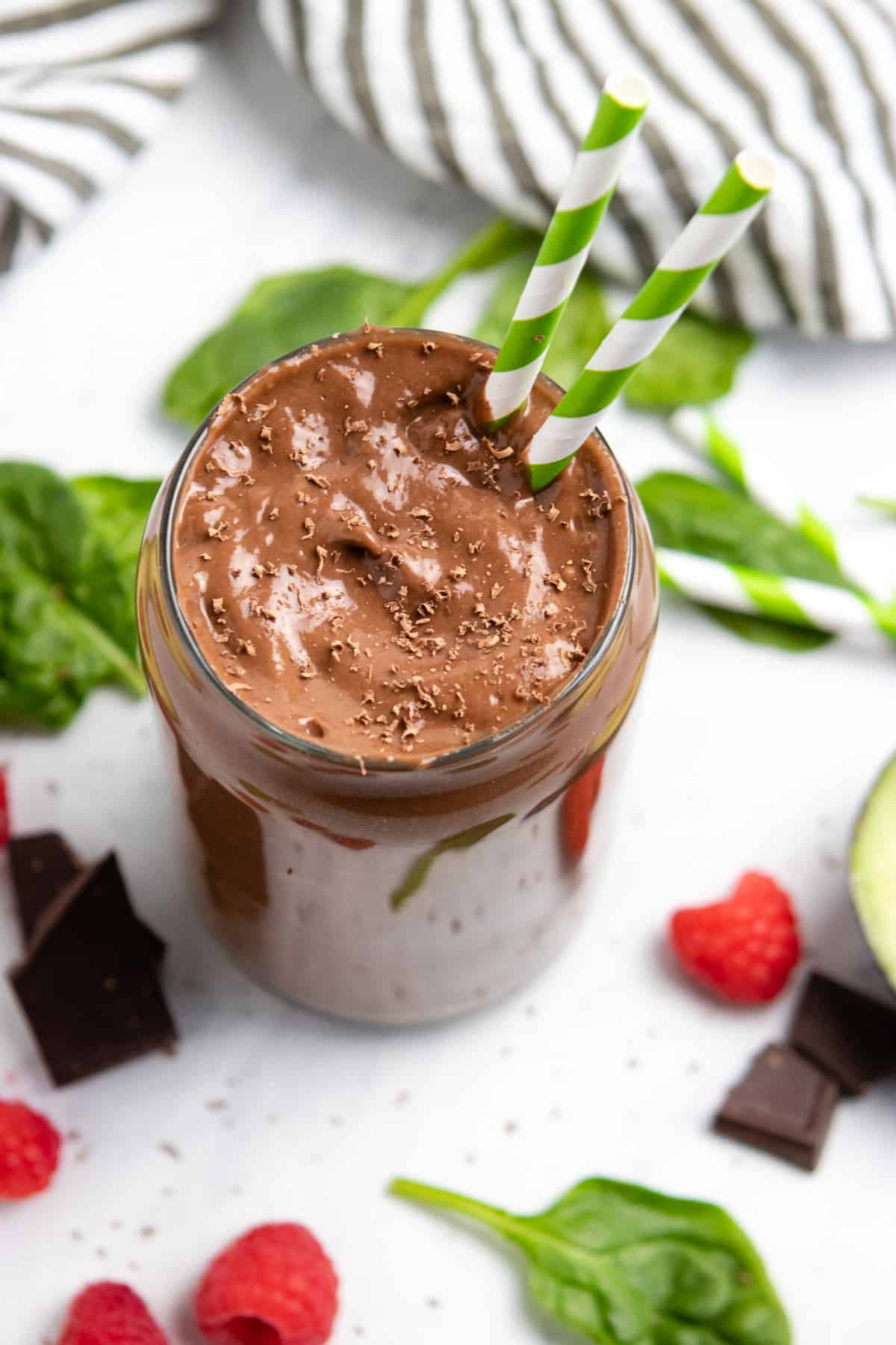 CHOCOLATE RASPBERRY SMOOTHIE WITH AVOCADO By Lemons and Zest