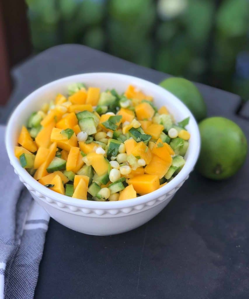 mango cucumber salsa (just 5 ingredients) By Minty Kitchen