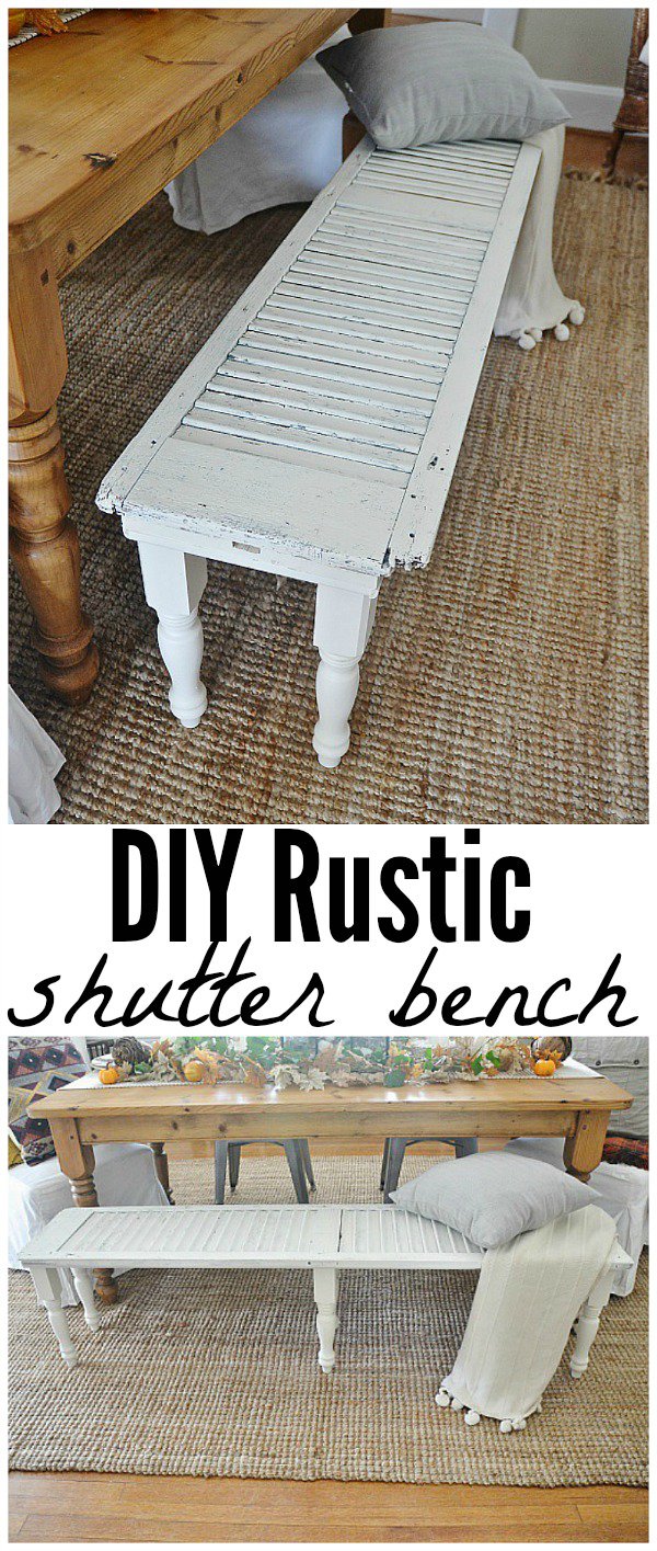 DIY Rustic Shutter Bench by Liz Marie