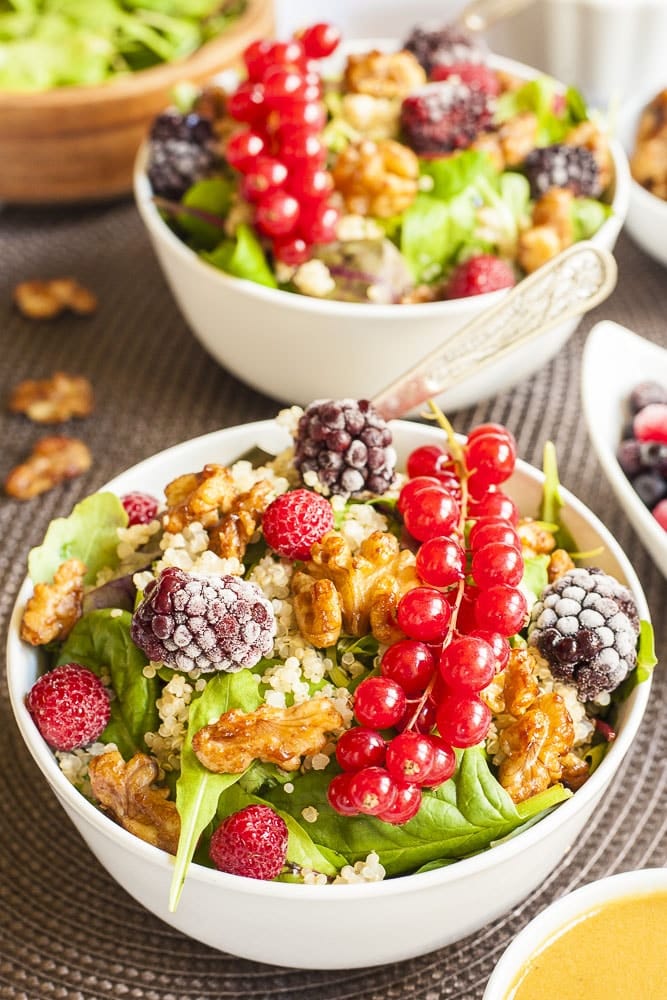 Quinoa Salad with Berries and Candied Nuts By My Pure Plants