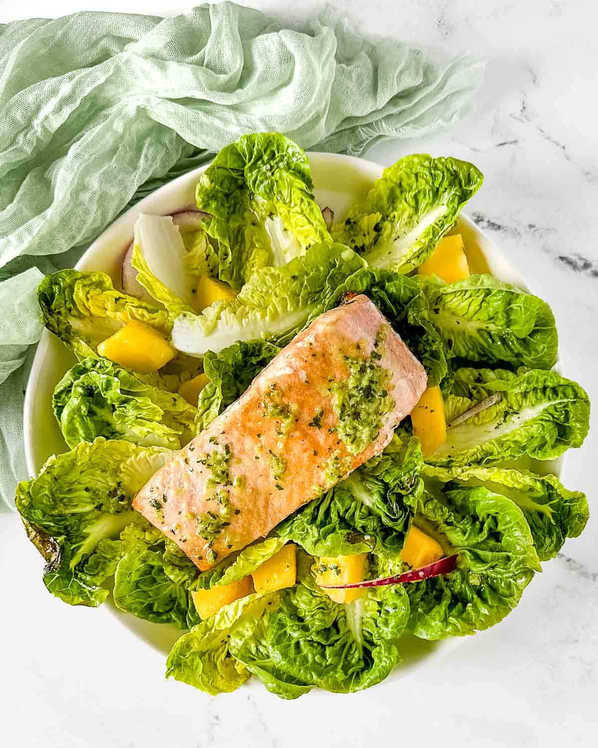 SALMON MANGO SALAD WITH JALAPEÑO VINAIGRETTE By Two Cloves Kitchen
