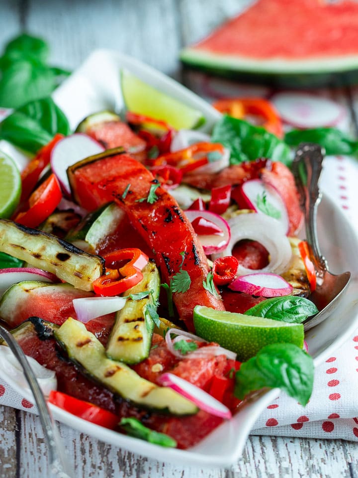 Grilled Watermelon Salad (Thai Style + Video) By Healthy World Cuisine
