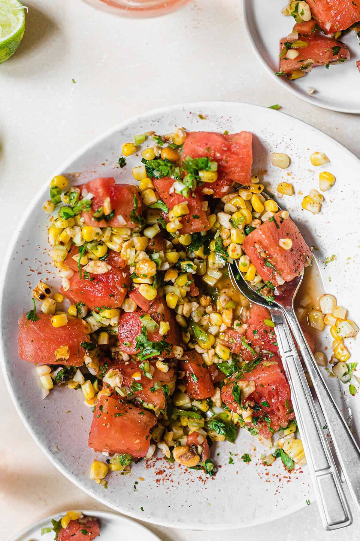 Spicy Watermelon Salad with Charred Corn By Home Cooking Collective