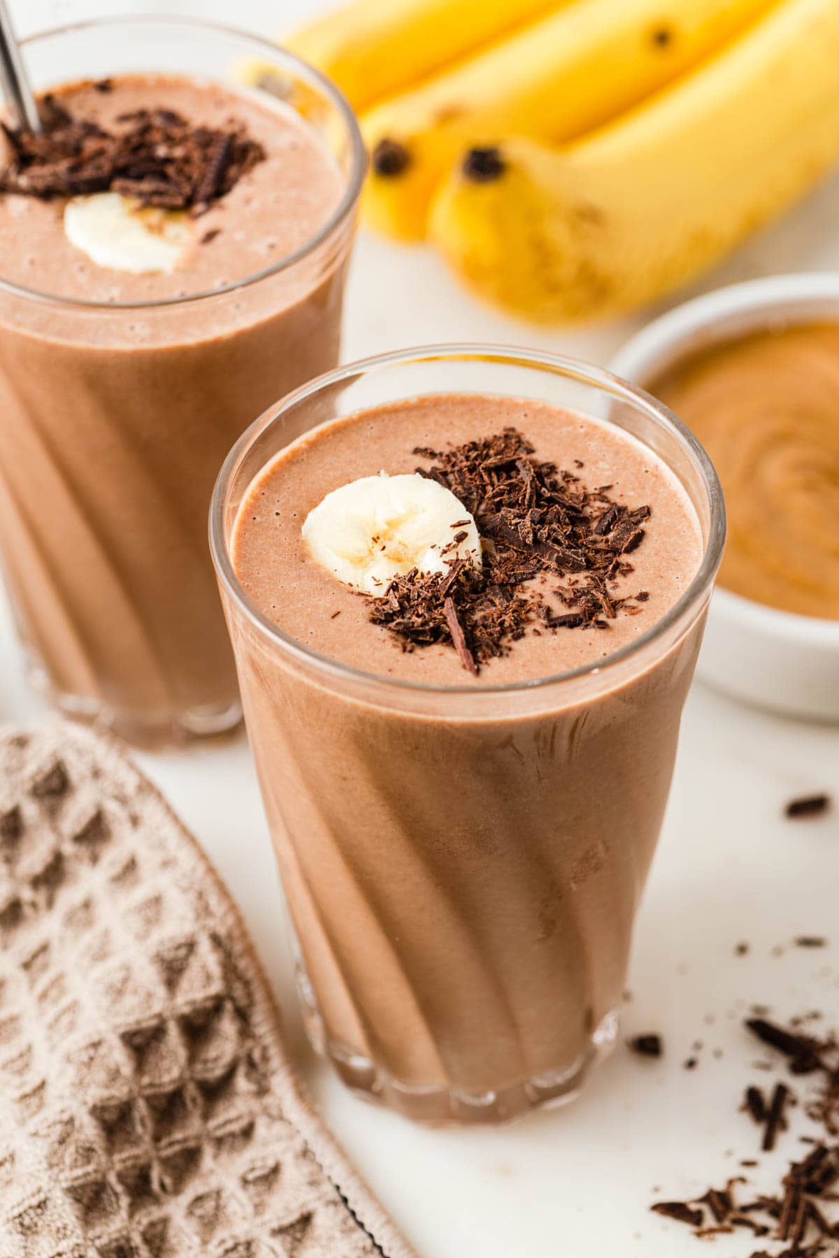 Chocolate Peanut Butter Banana Smoothie By Love and Other Spices
