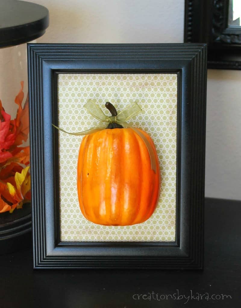 Fall Decor-Framed Pumpkin by Creations by Kara