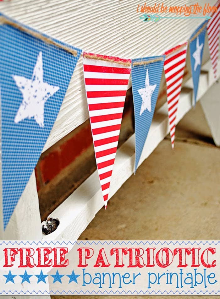 Free Patriotic Banner Printable by I should be Mopping the Floor