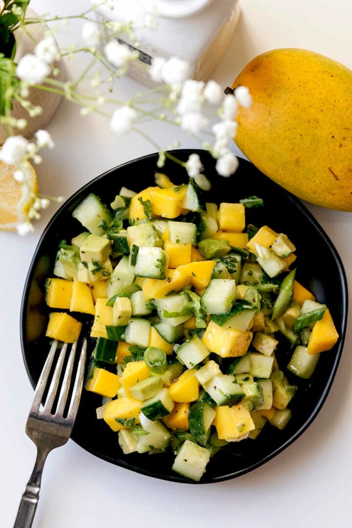 Cucumber Mango Salad With Avocado By Healthy Taste of Life
