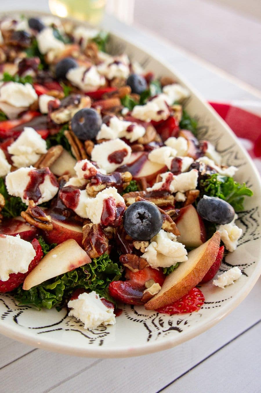 Summer Kale Salad with Blueberries By The Flour Hand Print