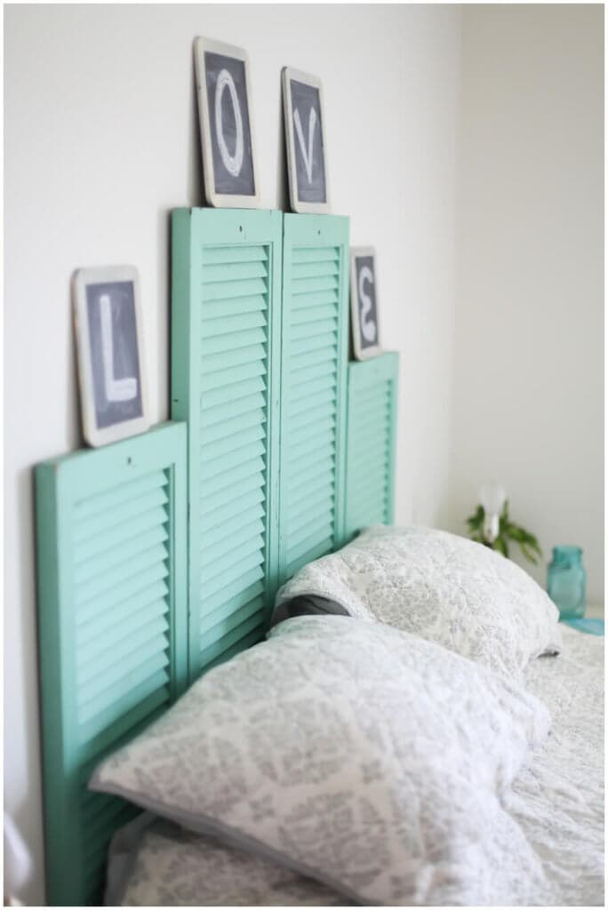 DIY Vintage Shutter Head Board by Samantha Elizabeth
