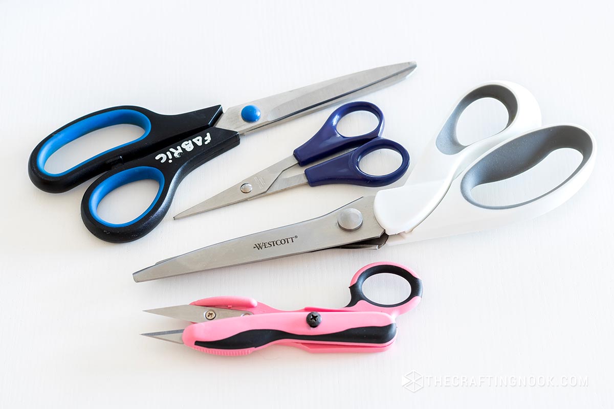 4 different types and size of scissors