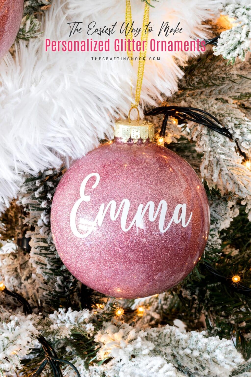 Personalized DIY Glitter Christmas Ornaments - The Crafting Nook