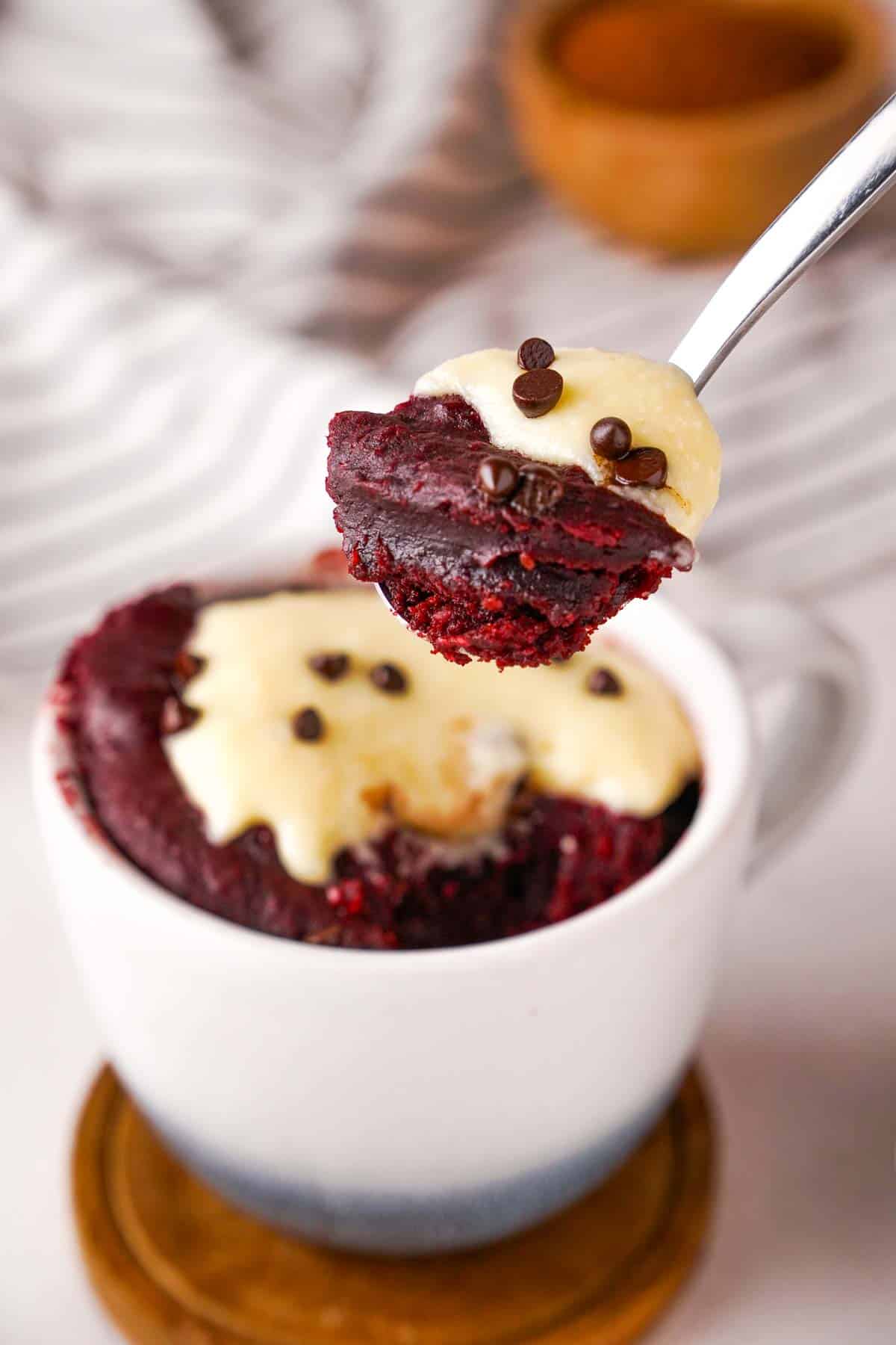 Red Velvet Mug Cake by Chocolates & Chai