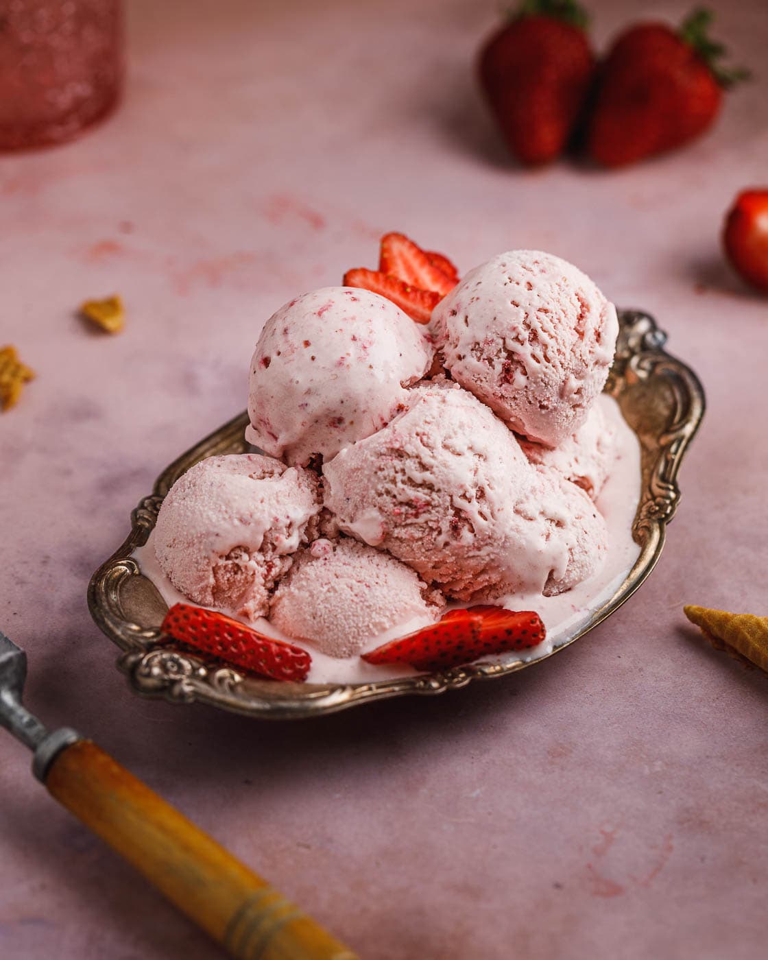 Easy 3-ingredient Strawberry Ice Cream recipe by Sweet Fix Baker