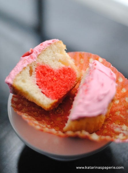 Surprise Heart Filled Cupcakes by One Simple Party