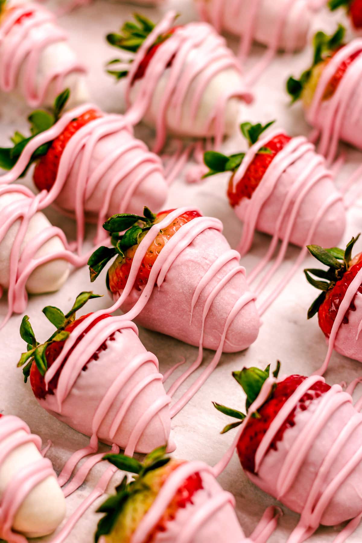 Pink Chocolate Covered Strawberries by Baked Abundance