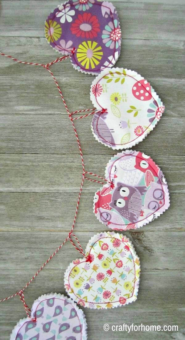 Make Easy Fabric Heart Garland by Crafty For Home 