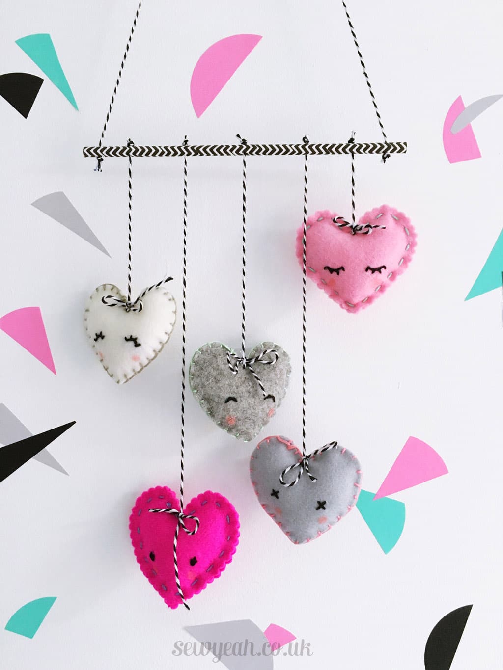 DIY Felt Heart Mobile by Red Ted Art