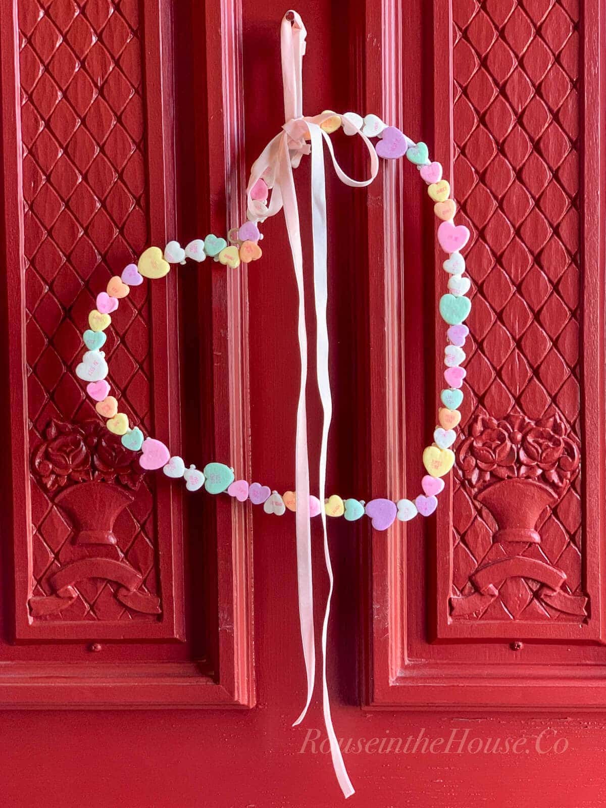 How To DIY an Adorable Valentine Candy Heart Wreath by Rouse in The House